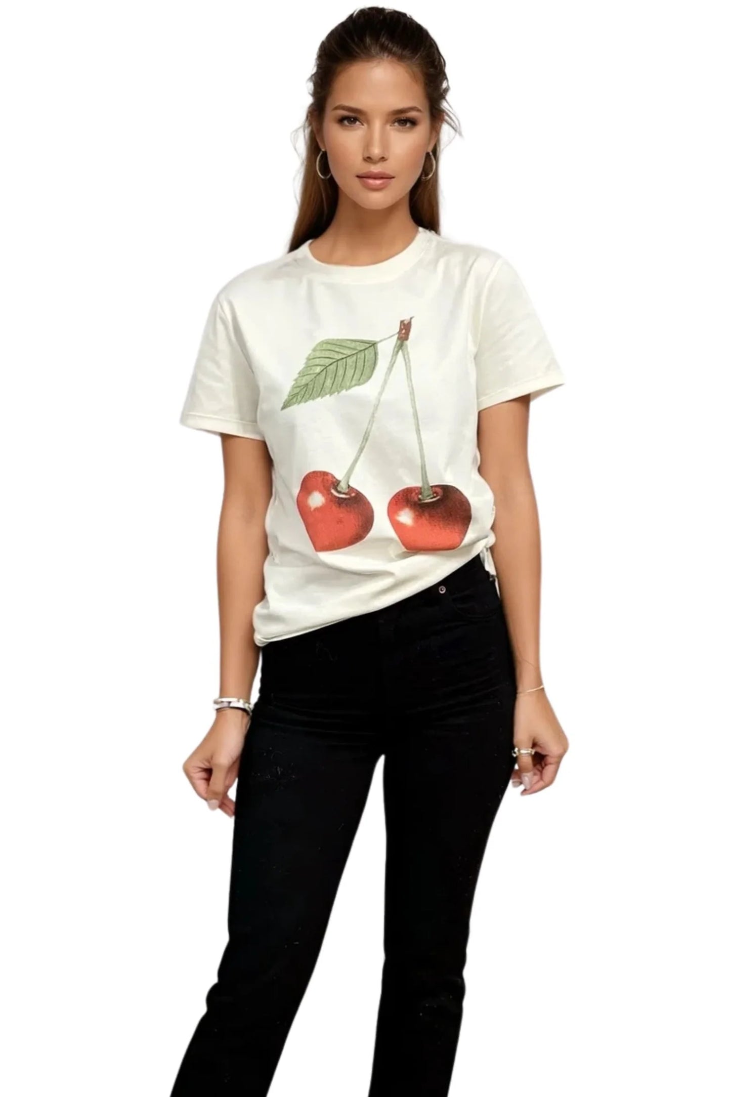 REIGN CUFF SLEEVE TIE TEE - CHERRY