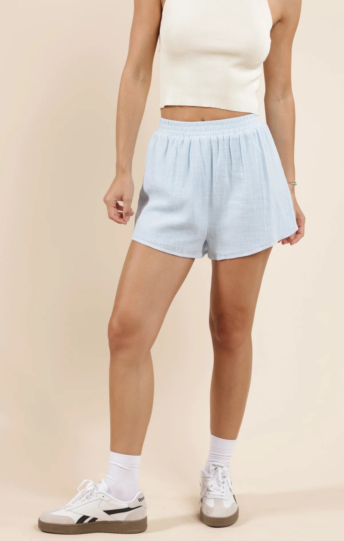 SO CAL BUTTON UP SHIRT/SHORT SET- POWDER BLUE