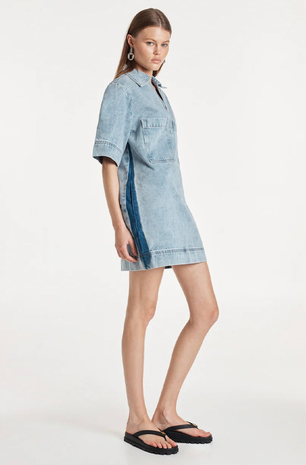TARA DENIM DRESS - TWO TONE