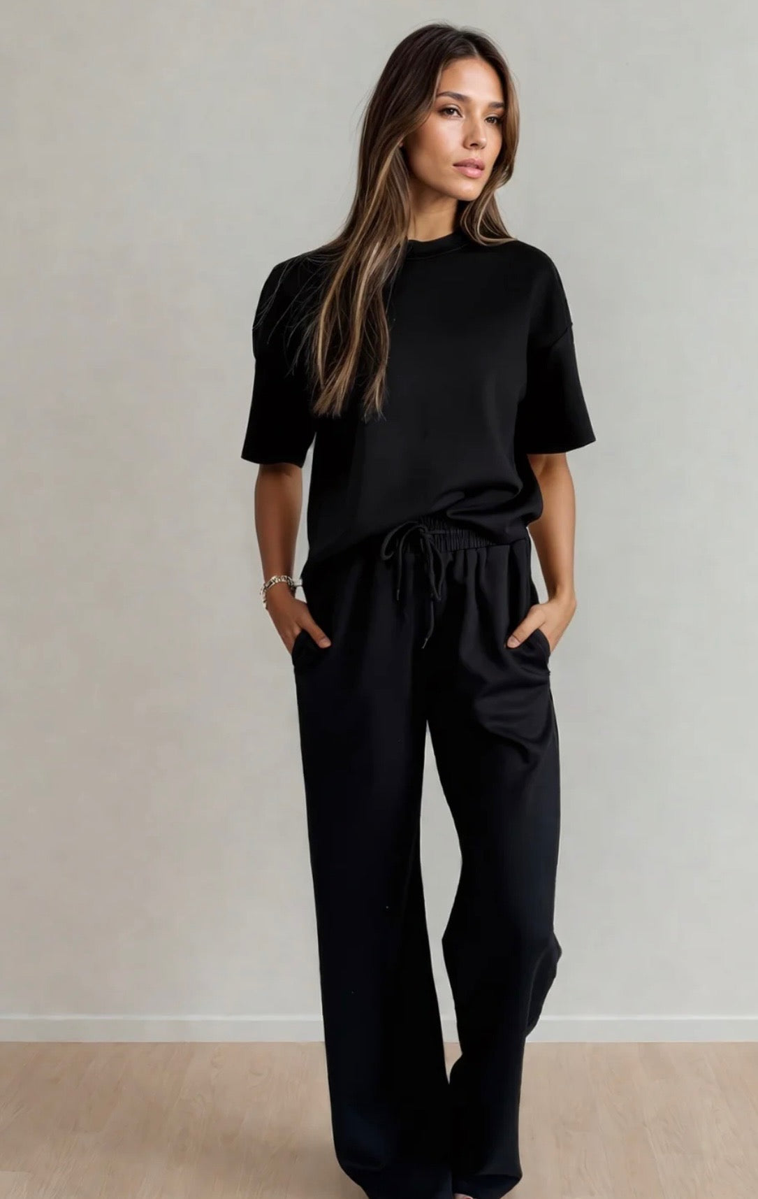 LILOU LUXEflow RELAXED SET - BLACK