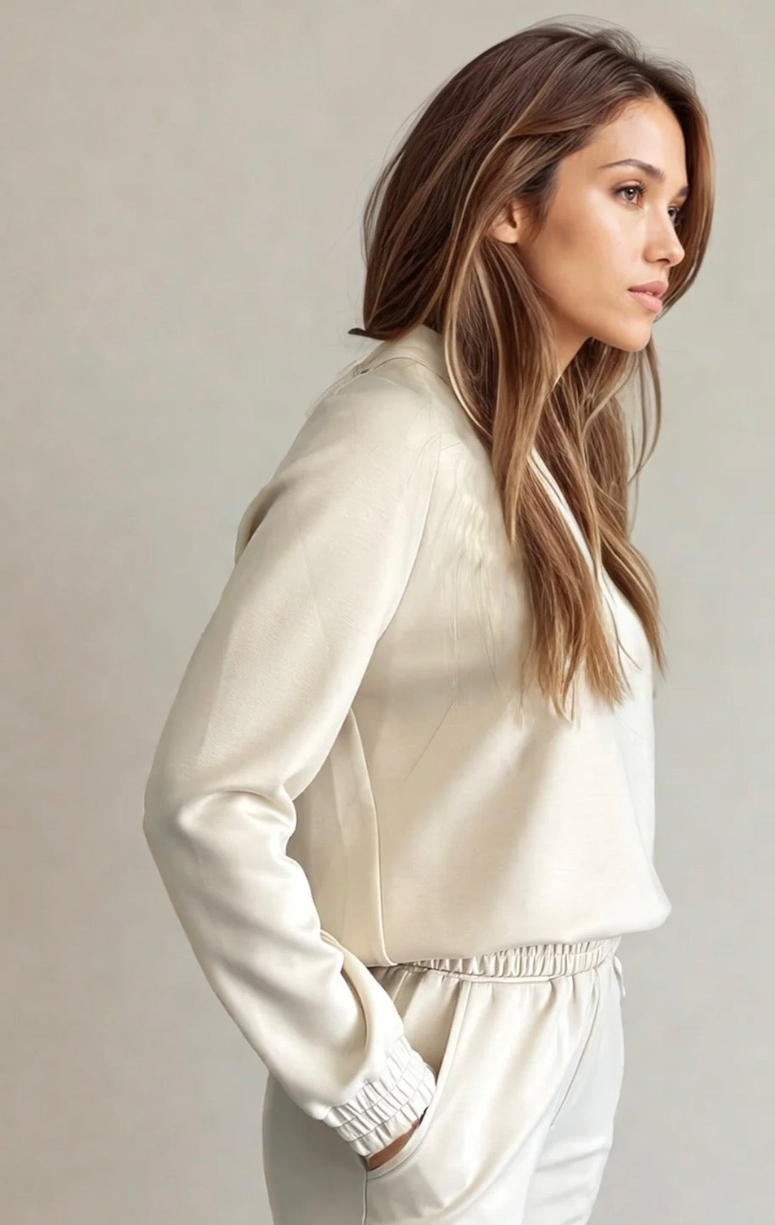 LANA LUXEflow V-NECK SET - CREME