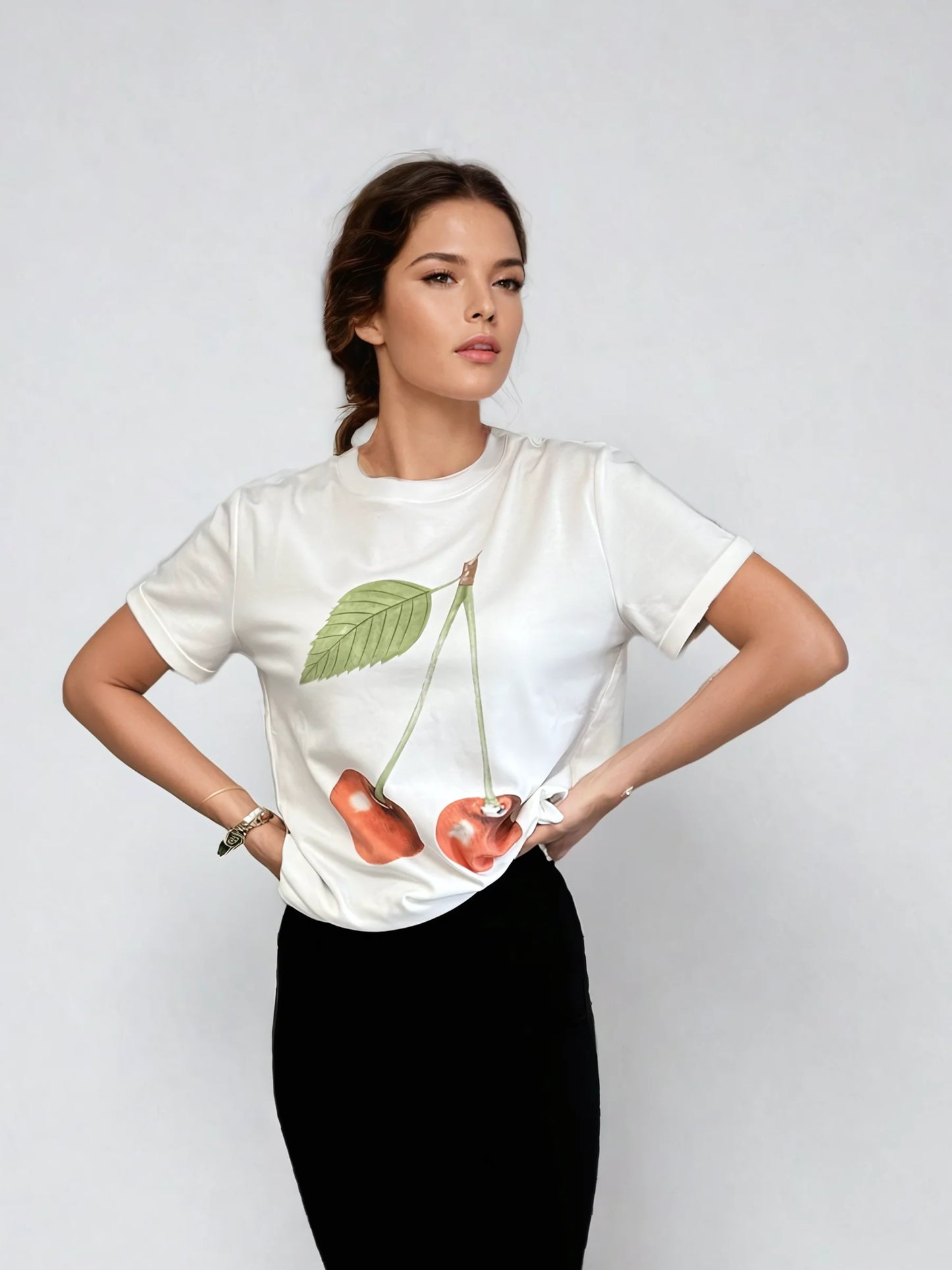 REIGN CUFF SLEEVE TIE TEE - CHERRY